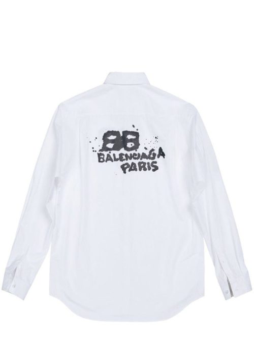 BALENCIAGAHandDrawnBBIconLongSleeveShirtLargeFitWhite02